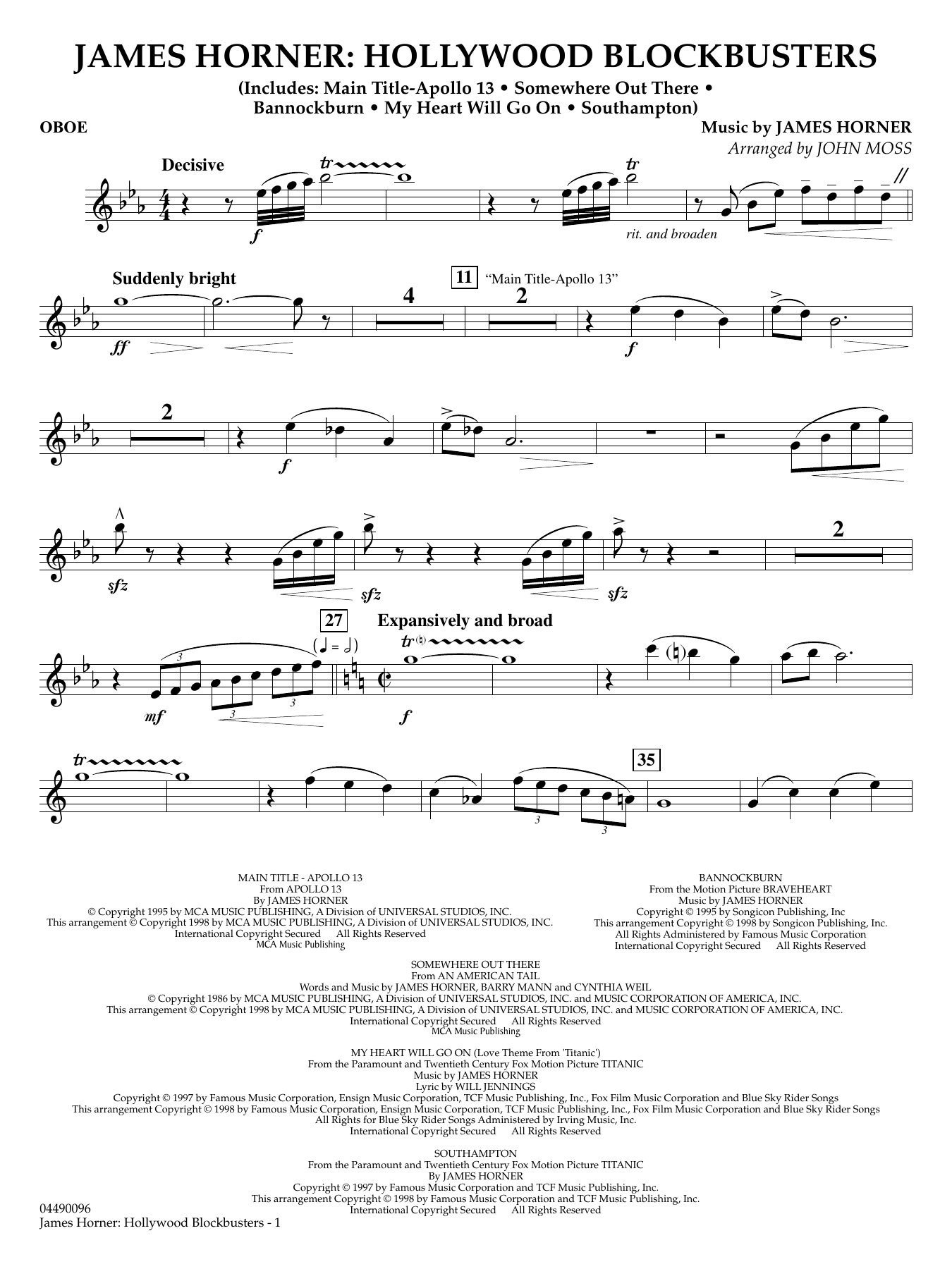 James Horner: Hollywood Blockbusters - Oboe
