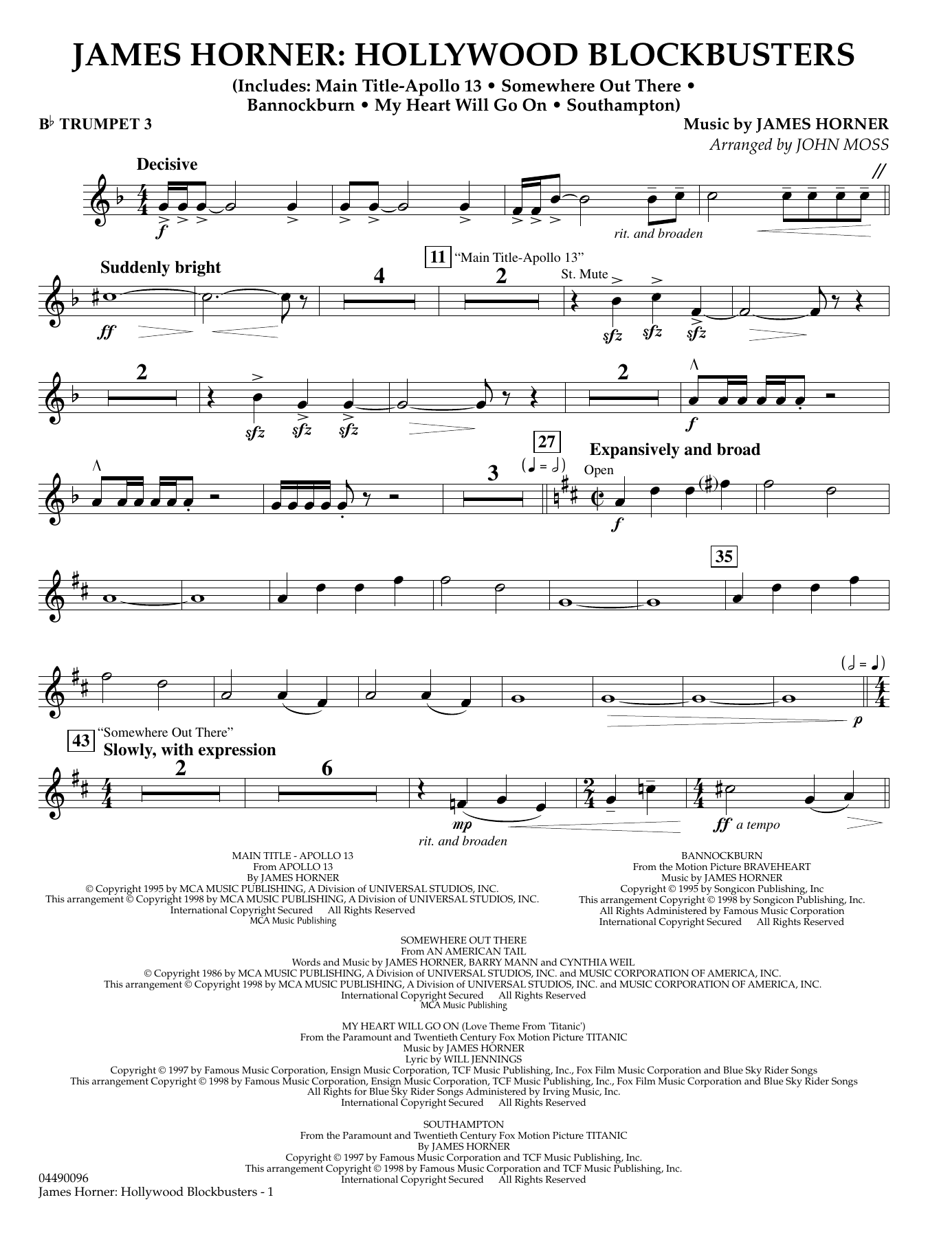 James Horner: Hollywood Blockbusters - Bb Trumpet 3