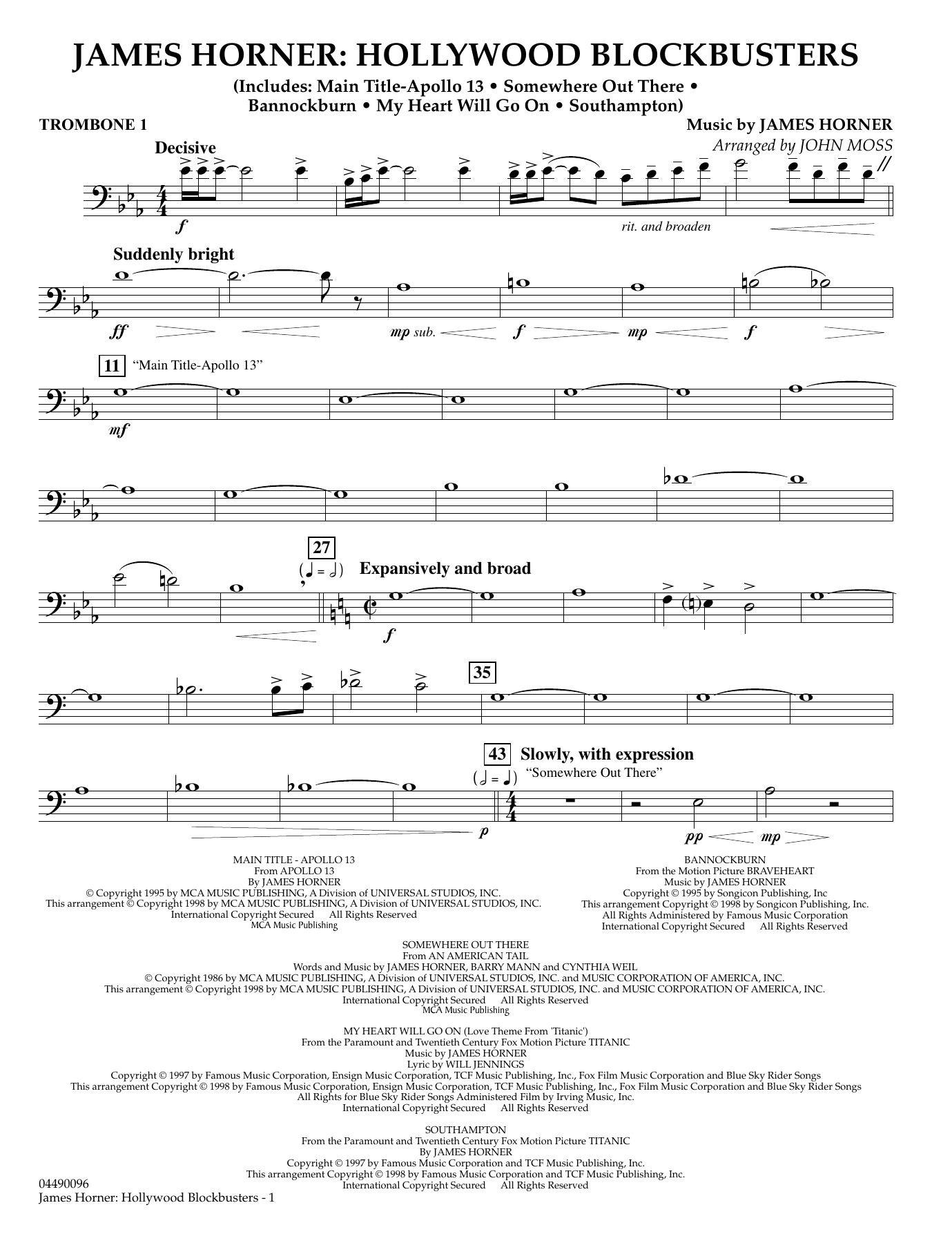 James Horner: Hollywood Blockbusters - Trombone 1