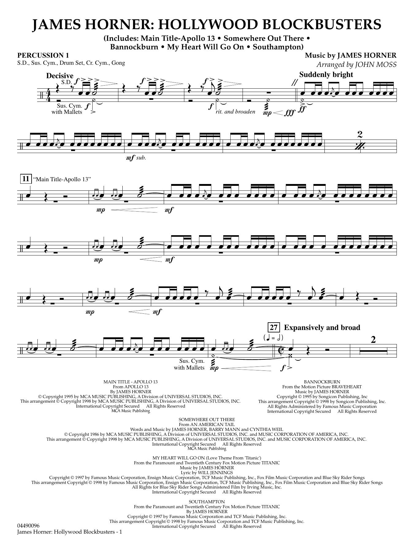 James Horner: Hollywood Blockbusters - Percussion 1