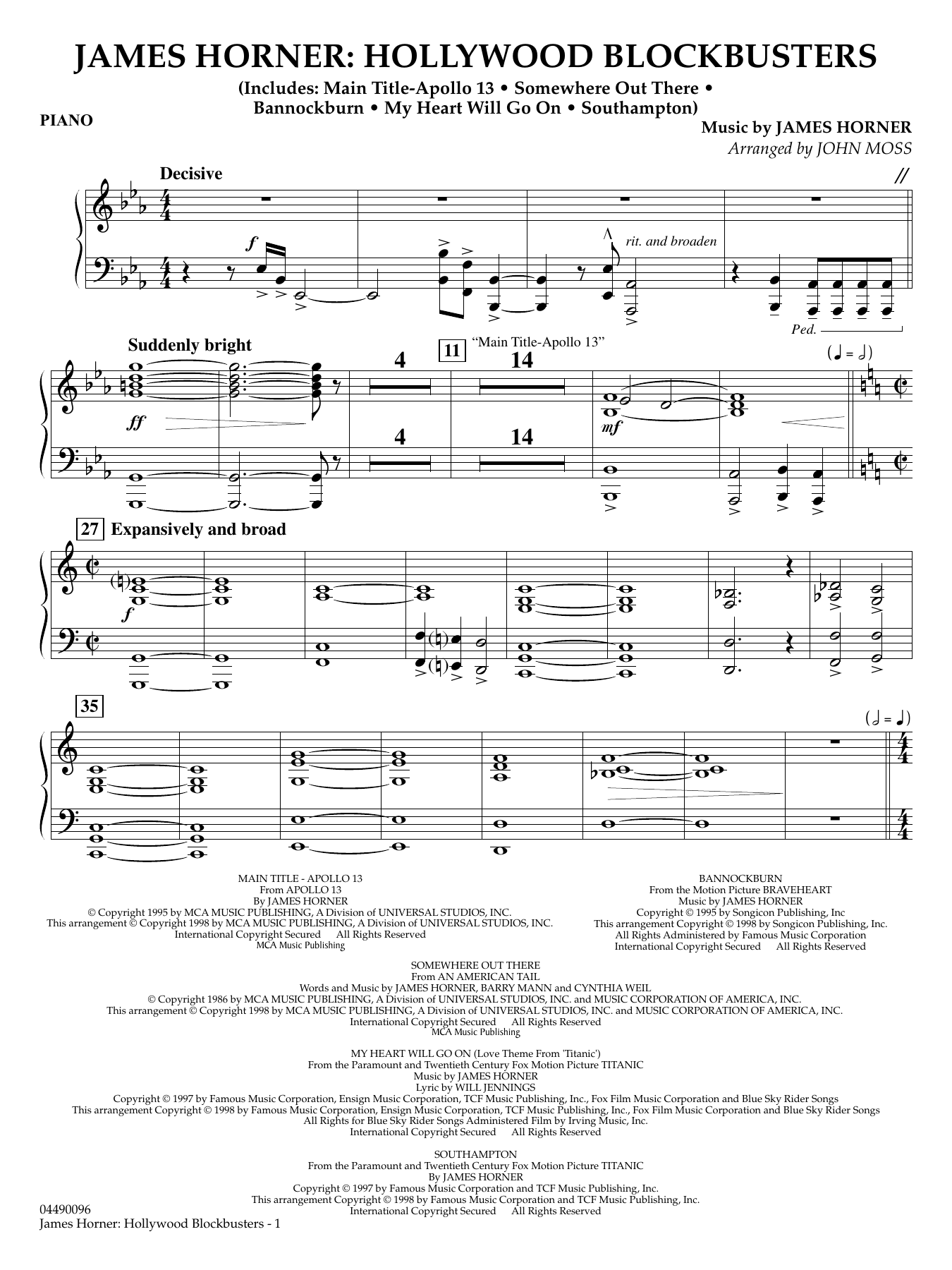 James Horner: Hollywood Blockbusters - Piano