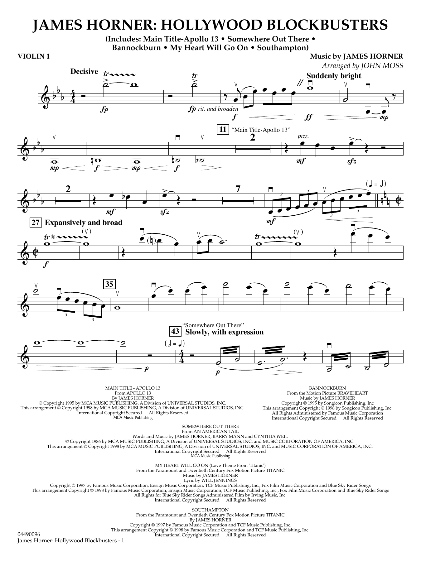 James Horner: Hollywood Blockbusters - Violin 1
