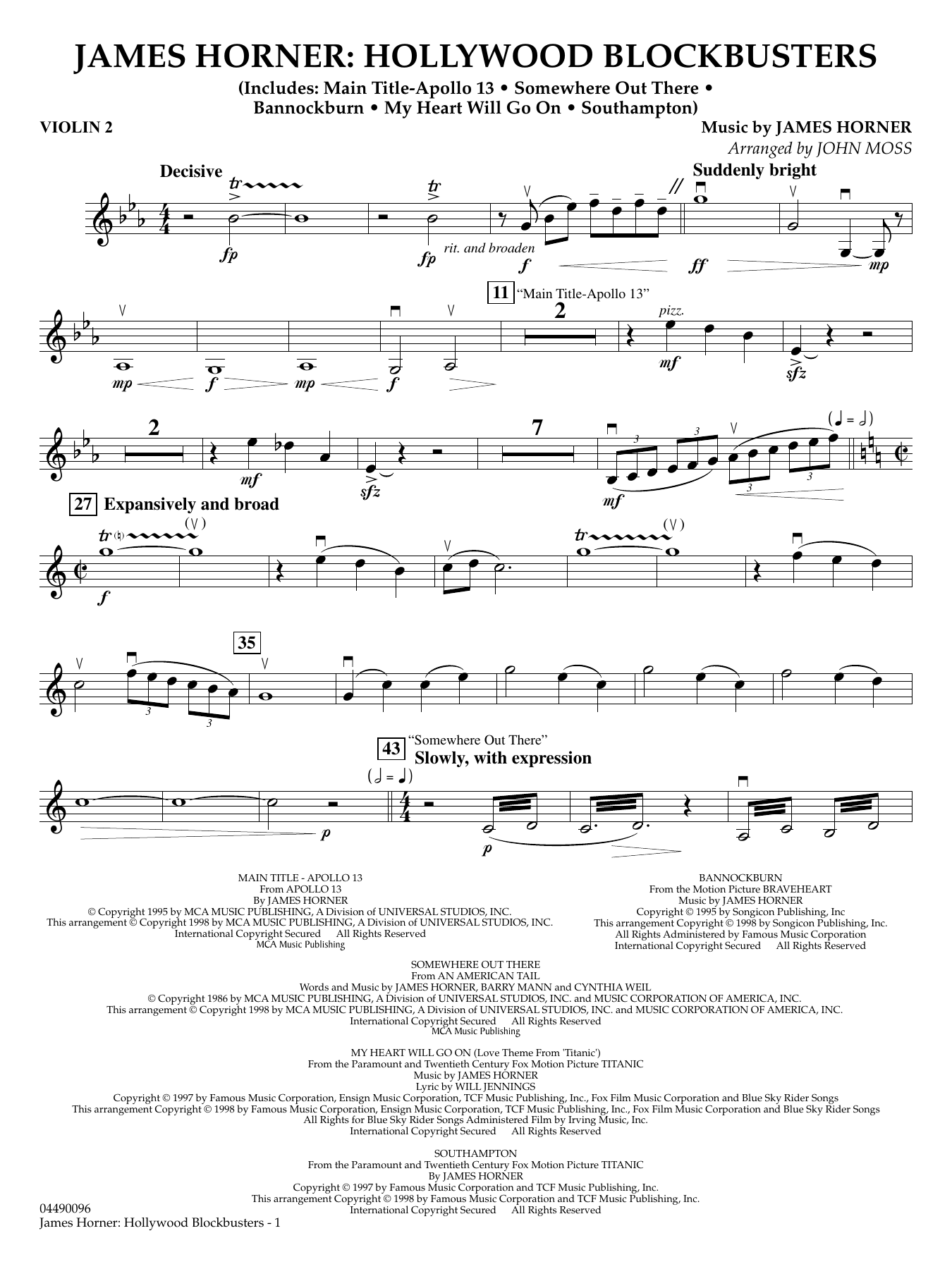 James Horner: Hollywood Blockbusters - Violin 2