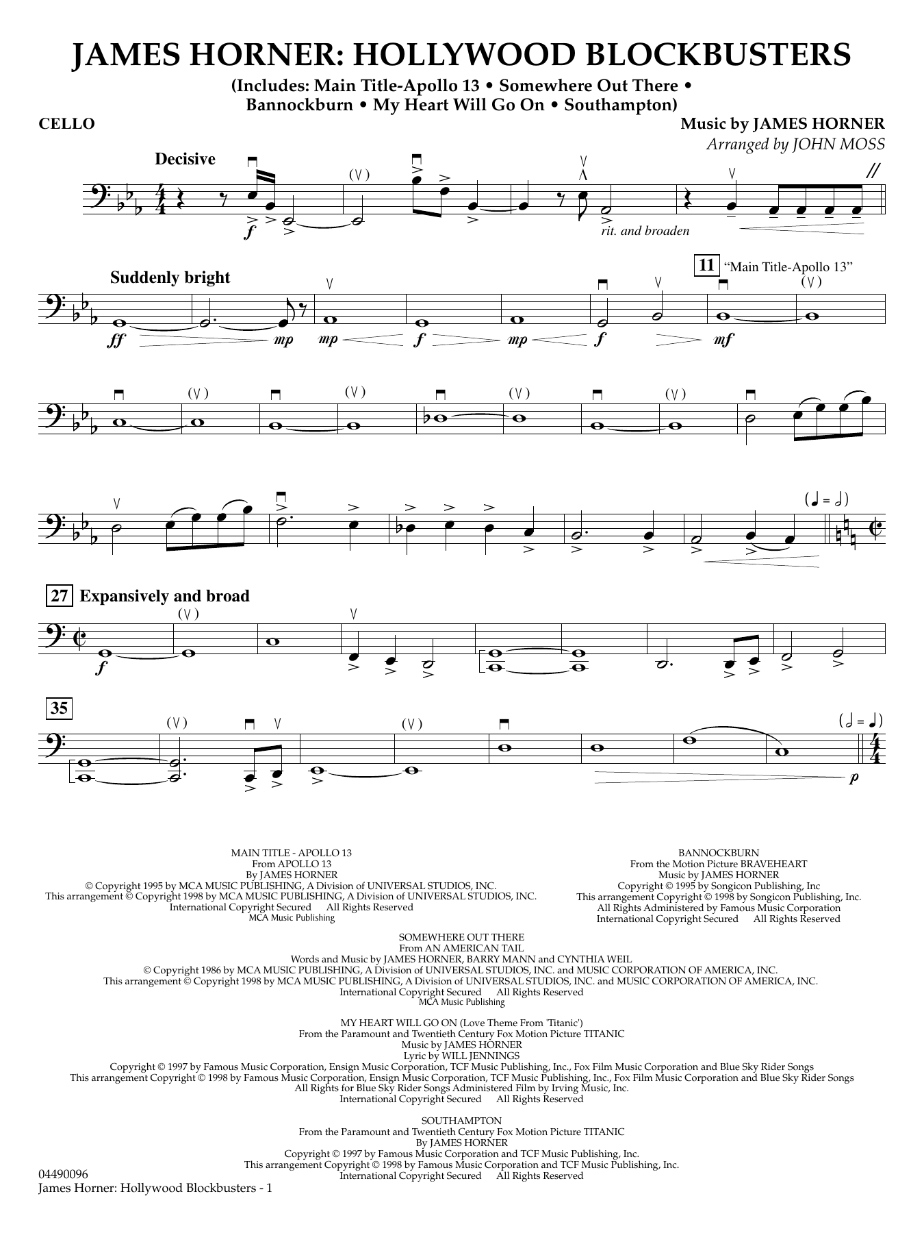 James Horner: Hollywood Blockbusters - Cello
