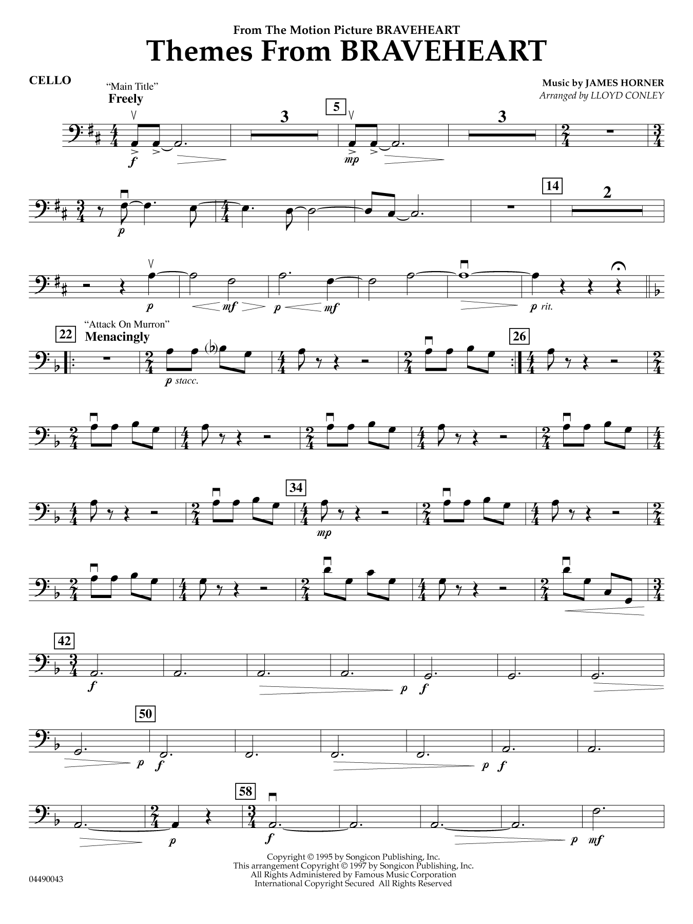 Themes from Braveheart - Cello