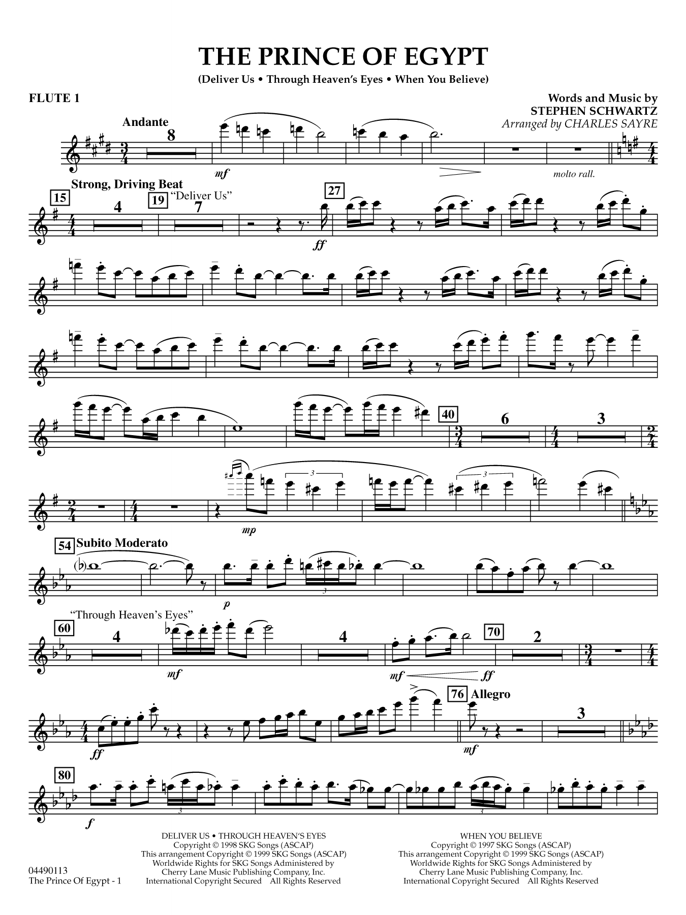 The Prince of Egypt (arr. Charles Sayre) - Flute 1