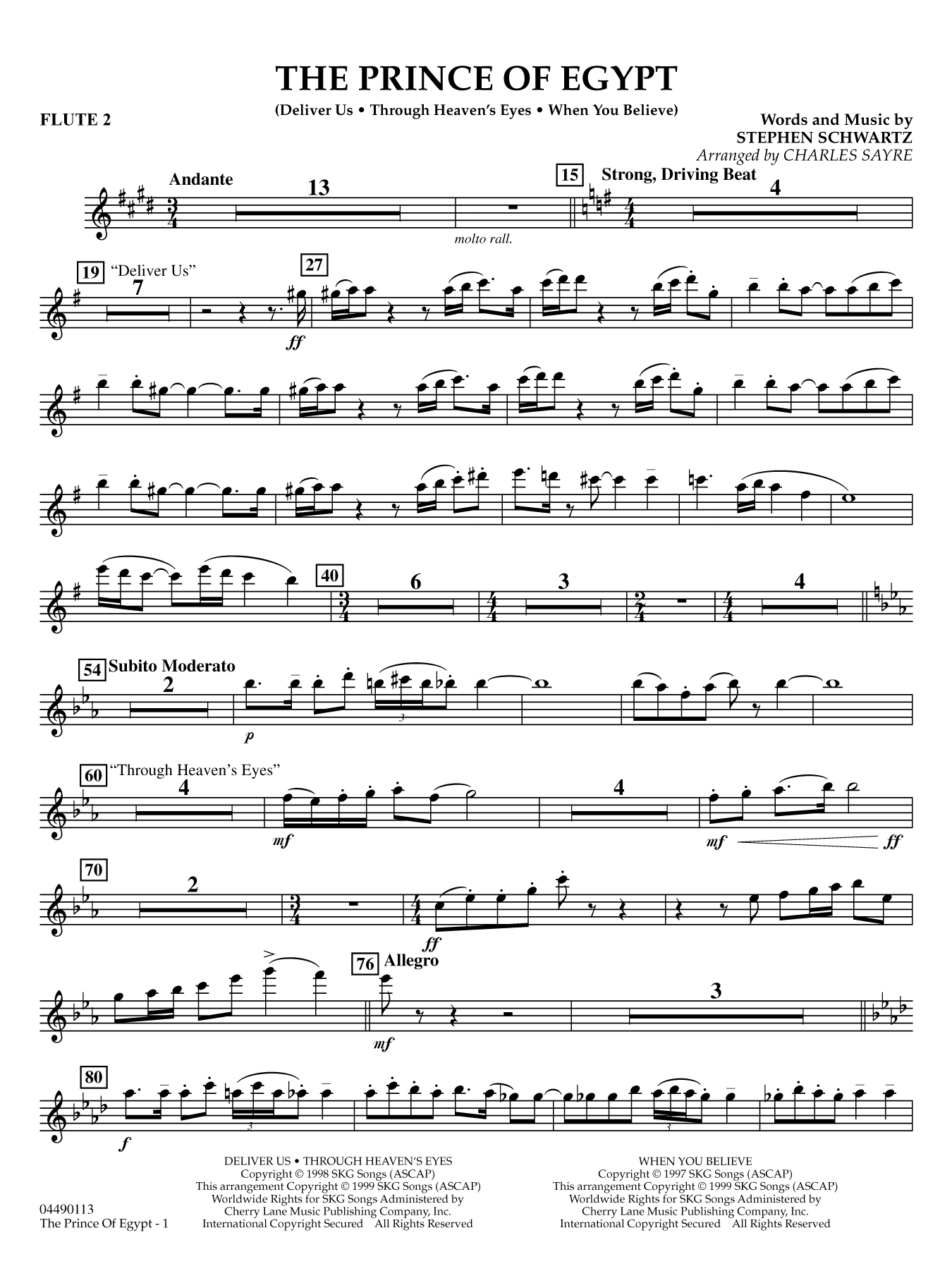 The Prince of Egypt (arr. Charles Sayre) - Flute 2