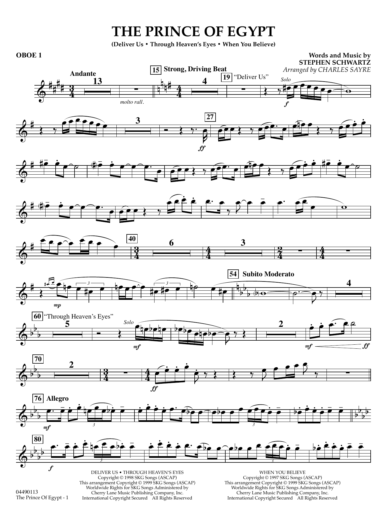 The Prince of Egypt (arr. Charles Sayre) - Oboe 1