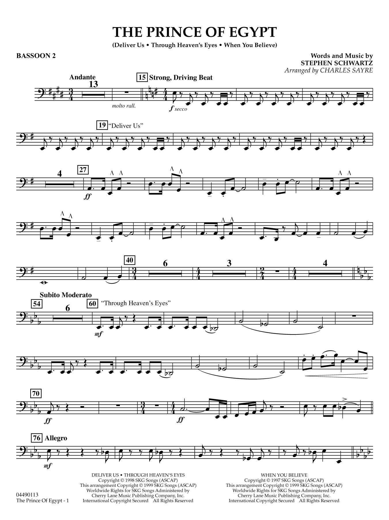 The Prince of Egypt (arr. Charles Sayre) - Bassoon 2