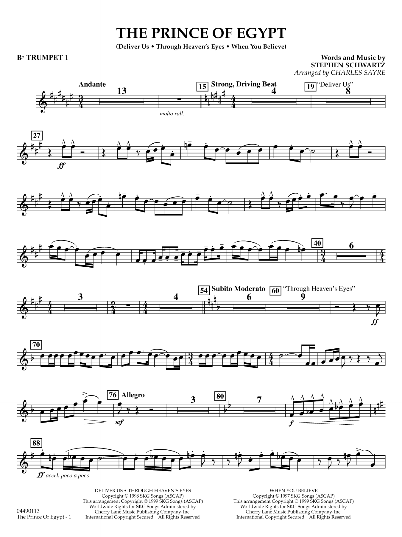 The Prince of Egypt (arr. Charles Sayre) - Bb Trumpet 1
