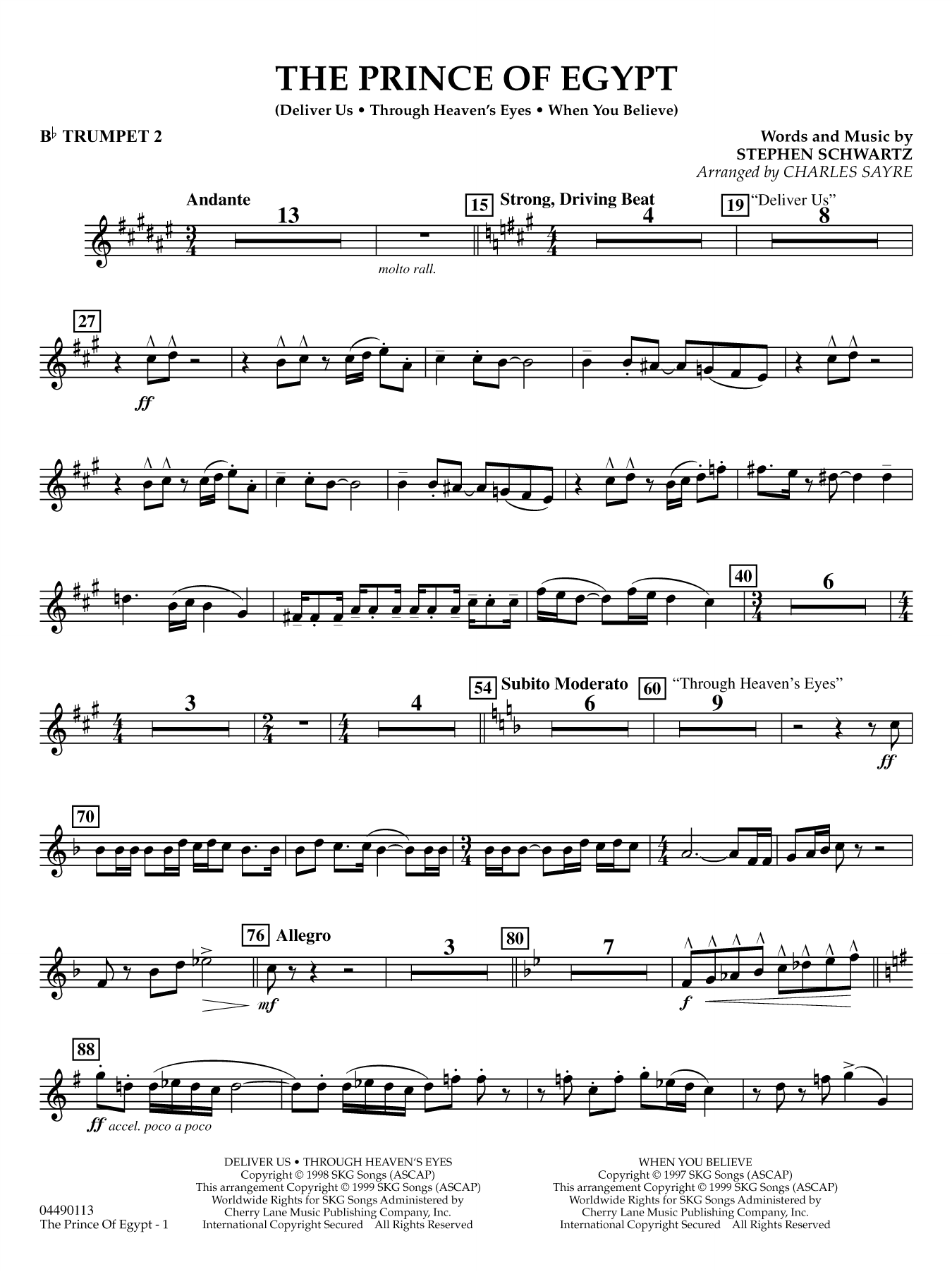The Prince of Egypt (arr. Charles Sayre) - Bb Trumpet 2
