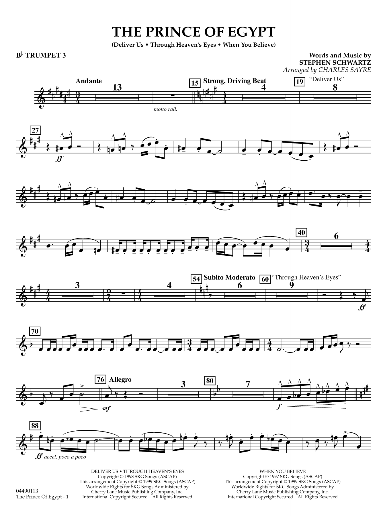 The Prince of Egypt (arr. Charles Sayre) - Bb Trumpet 3