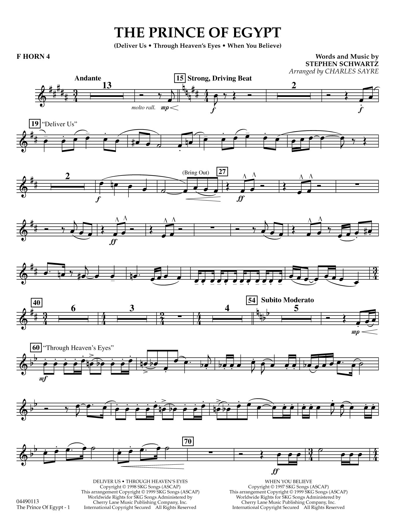 The Prince of Egypt (arr. Charles Sayre) - F Horn 4