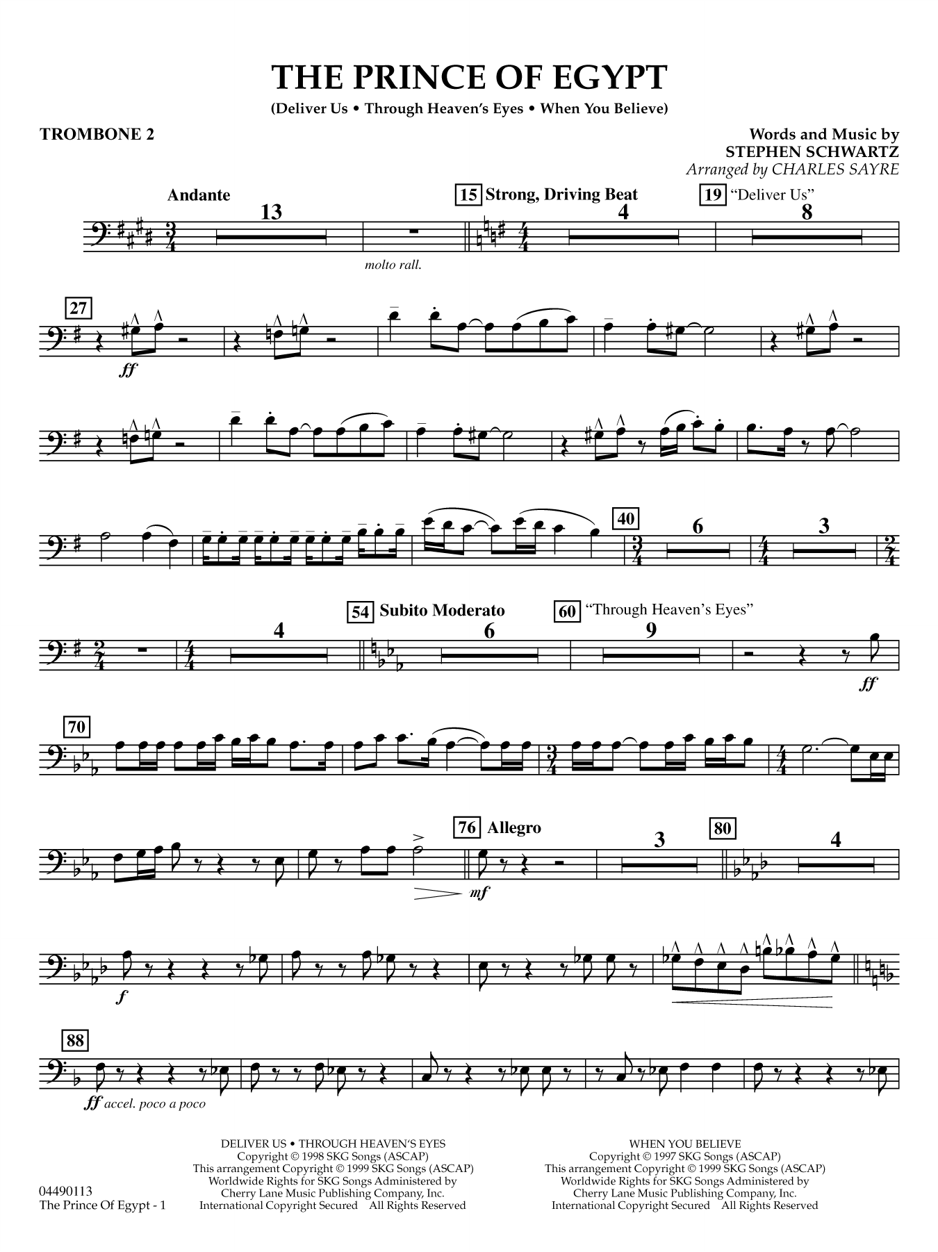The Prince of Egypt (arr. Charles Sayre) - Trombone 2
