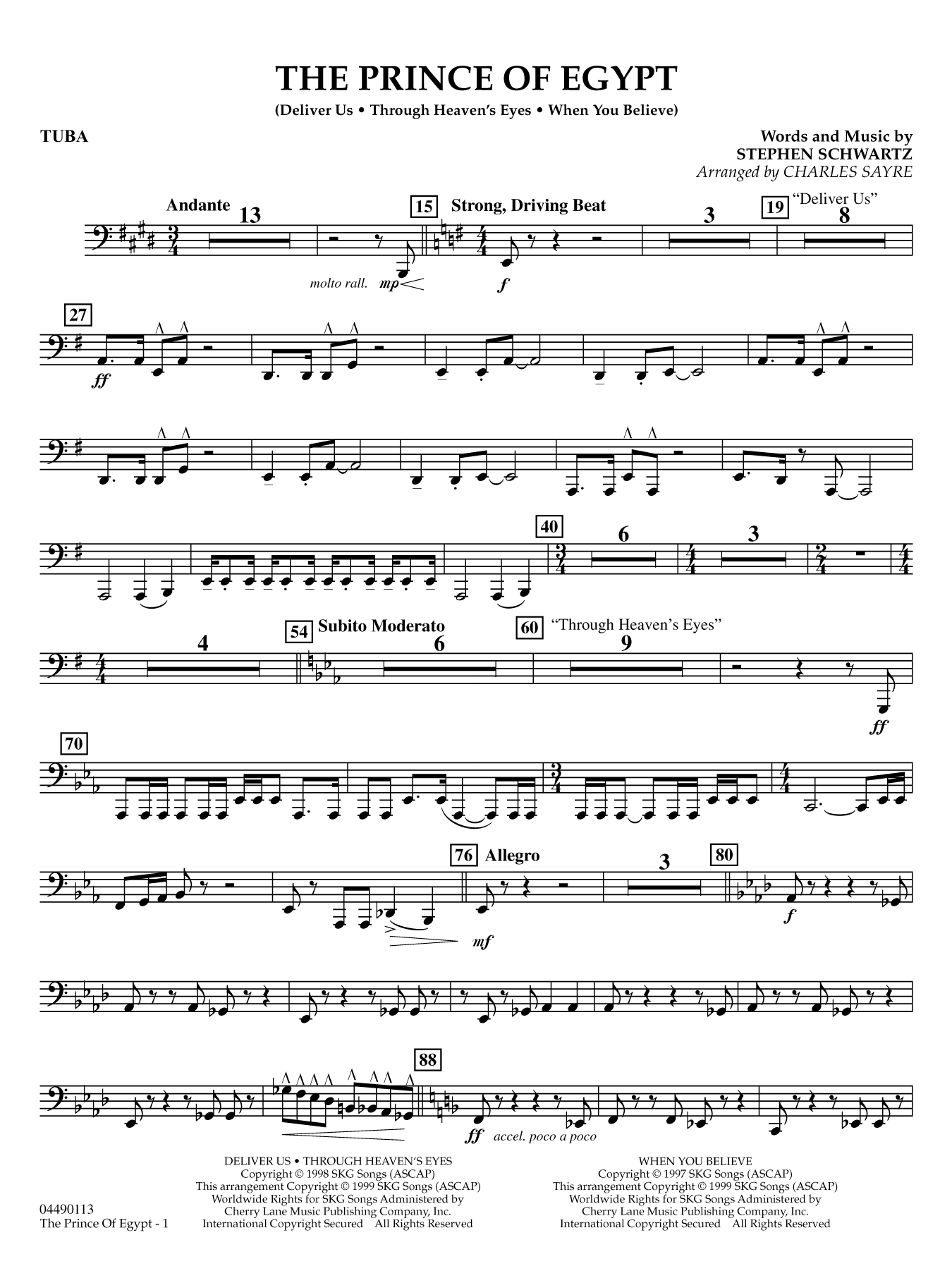 The Prince of Egypt (arr. Charles Sayre) - Tuba