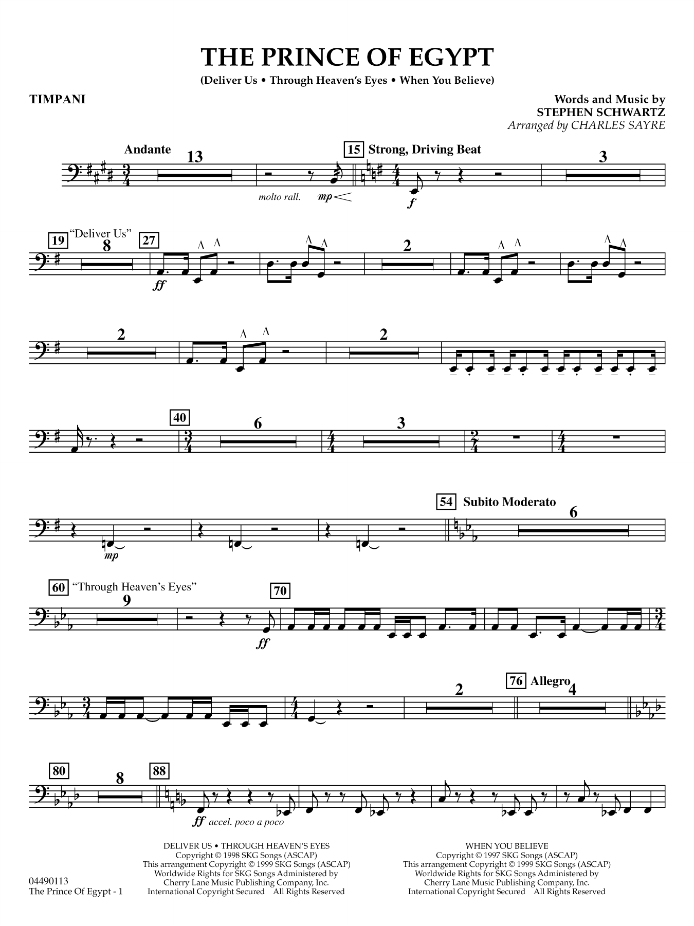 The Prince of Egypt (arr. Charles Sayre) - Timpani