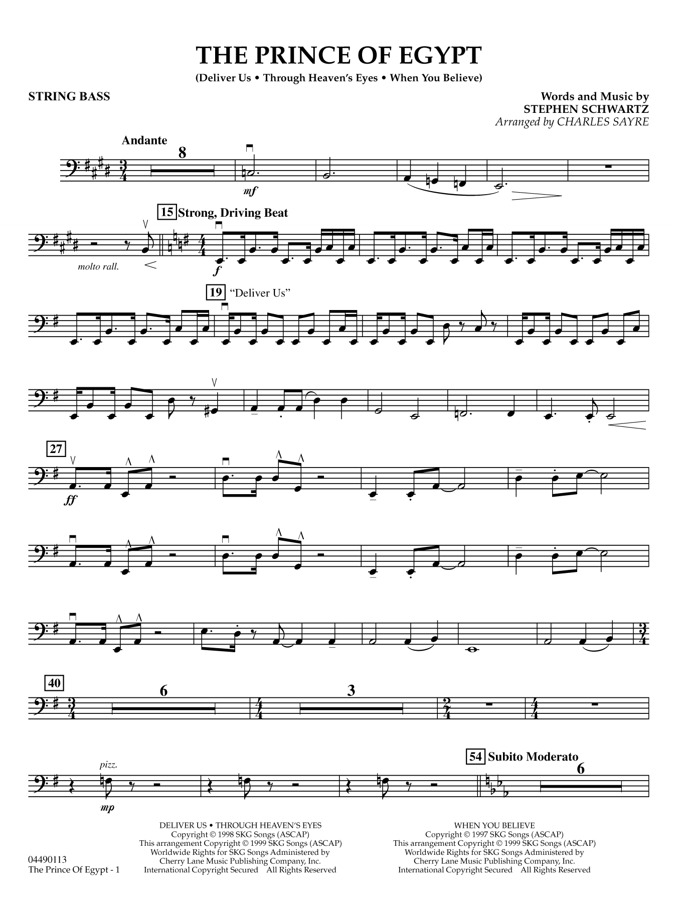 The Prince of Egypt (arr. Charles Sayre) - String Bass
