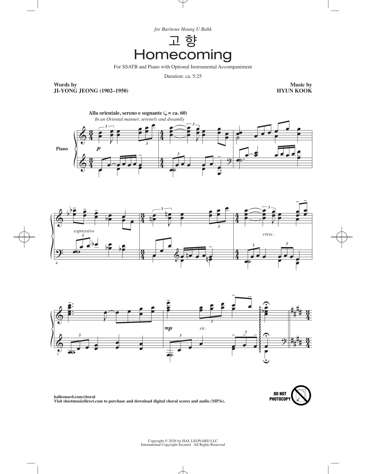 Homecoming – Hyun Kook – Notenvorschau