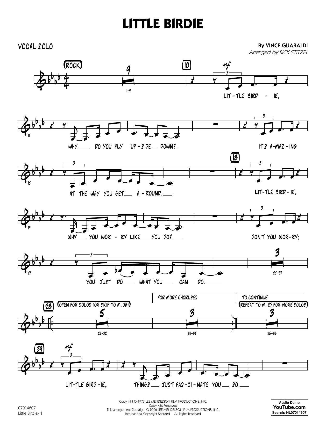 Little Birdie (with Vocal Solo) (arr. Rick Stitzel) - Vocal Solo