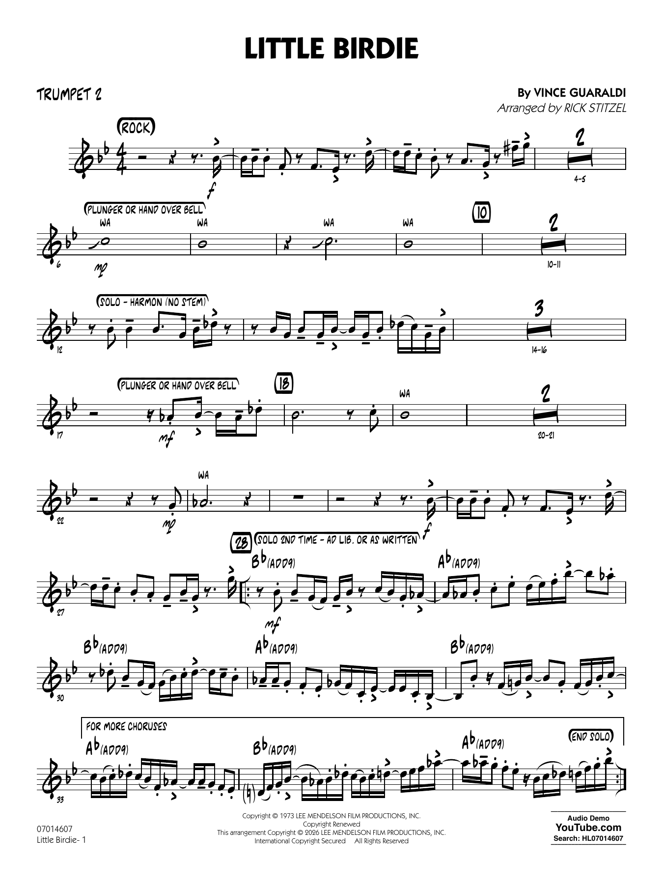 Little Birdie (with Vocal Solo) (arr. Rick Stitzel) - Trumpet 2