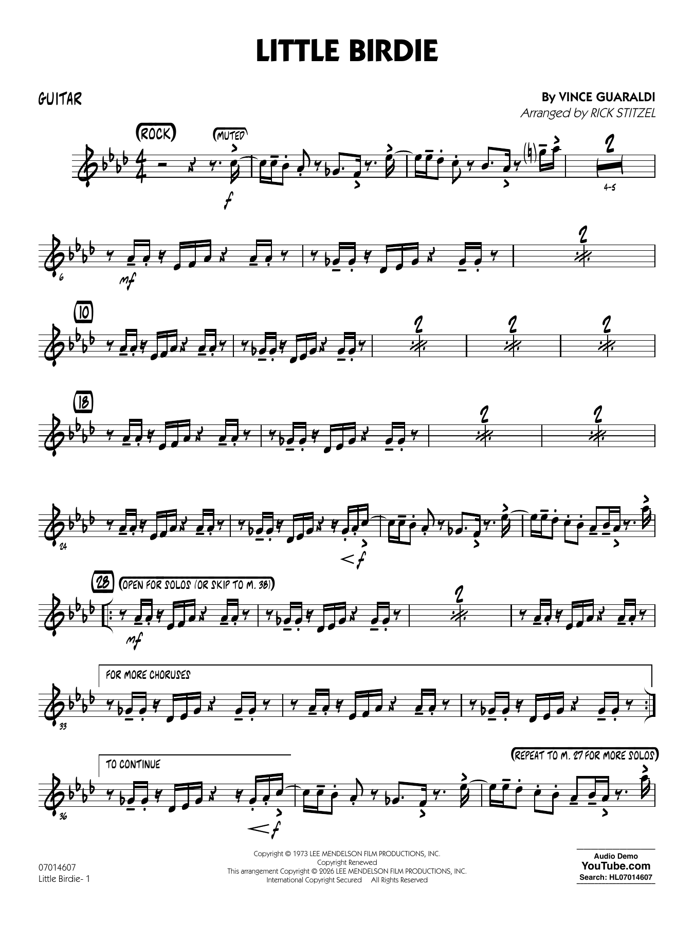 Little Birdie (with Vocal Solo) (arr. Rick Stitzel) - Guitar