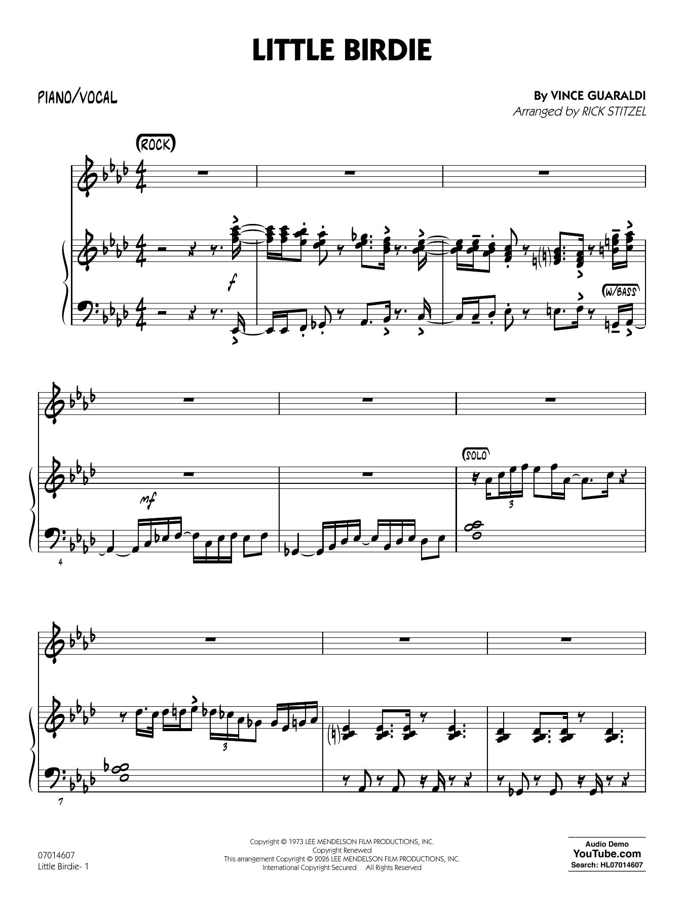 Little Birdie (with Vocal Solo) (arr. Rick Stitzel) - Piano/Vocal