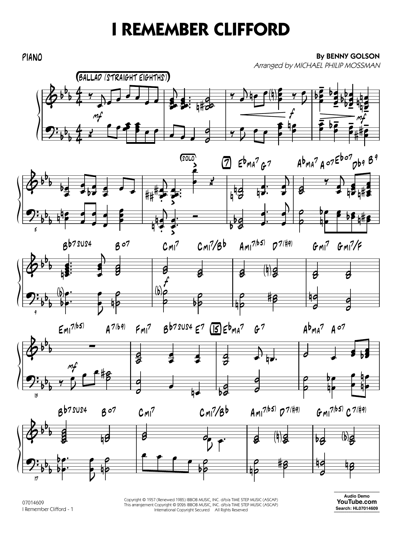 I Remember Clifford - Piano