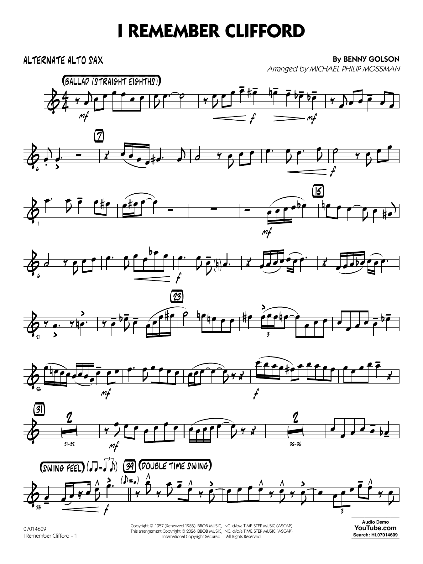 I Remember Clifford - Alternate Alto Sax