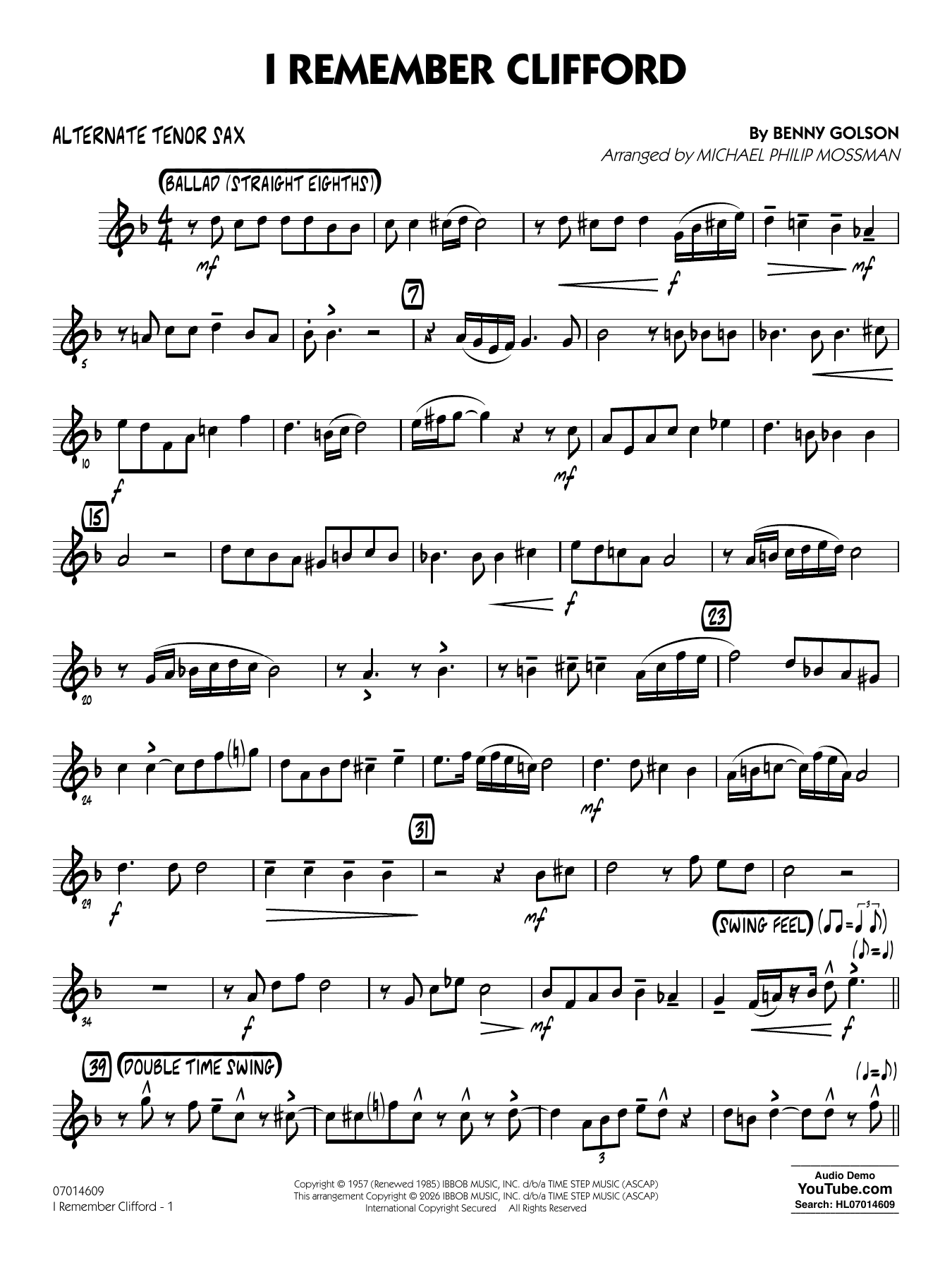 I Remember Clifford - Alternate Tenor Sax