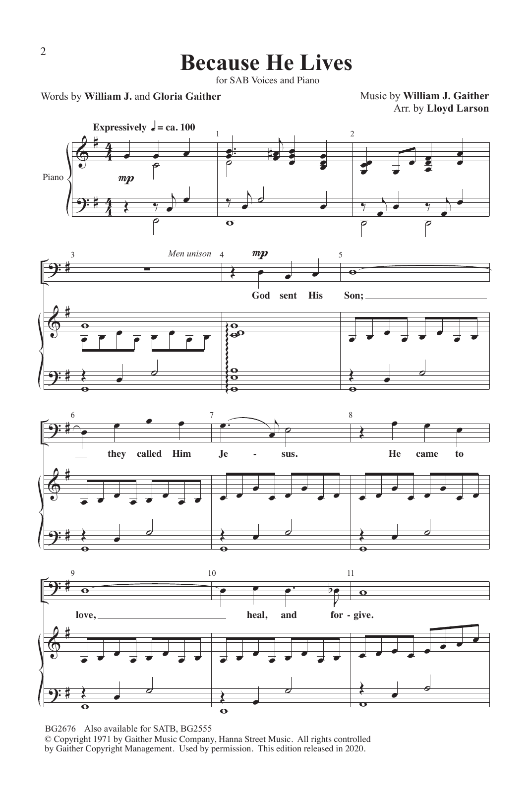 Because He Lives – William J. Gaither, Gloria Gaither – Notenvorschau