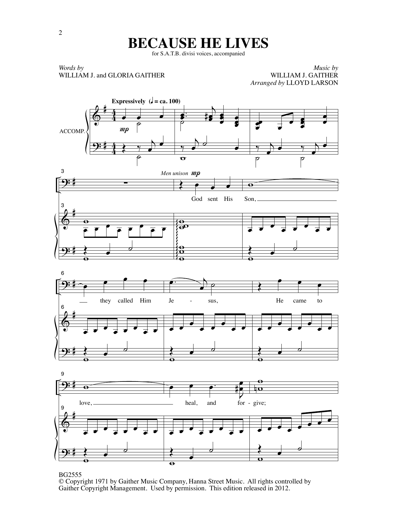Because He Lives – Bill Gaither – Notenvorschau