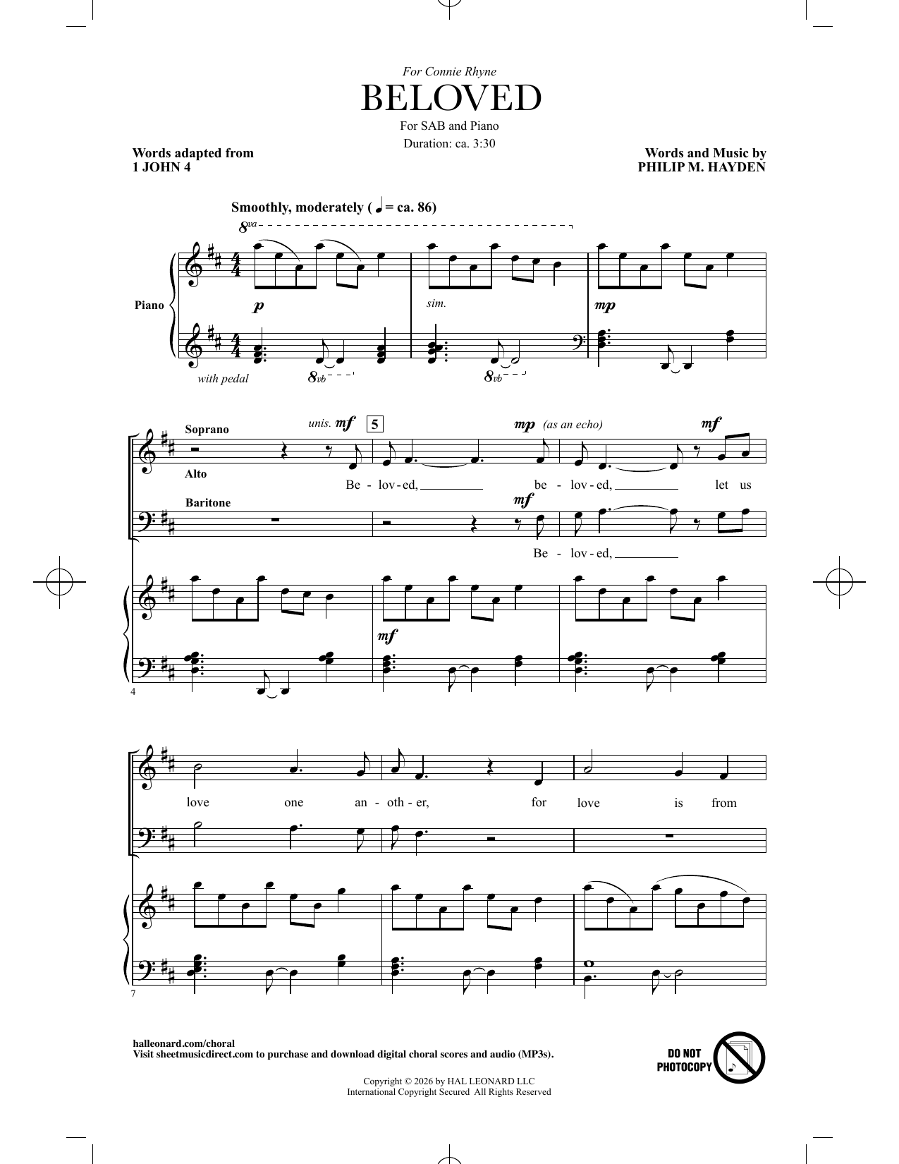Beloved – Philip M. Hayden – Notenvorschau