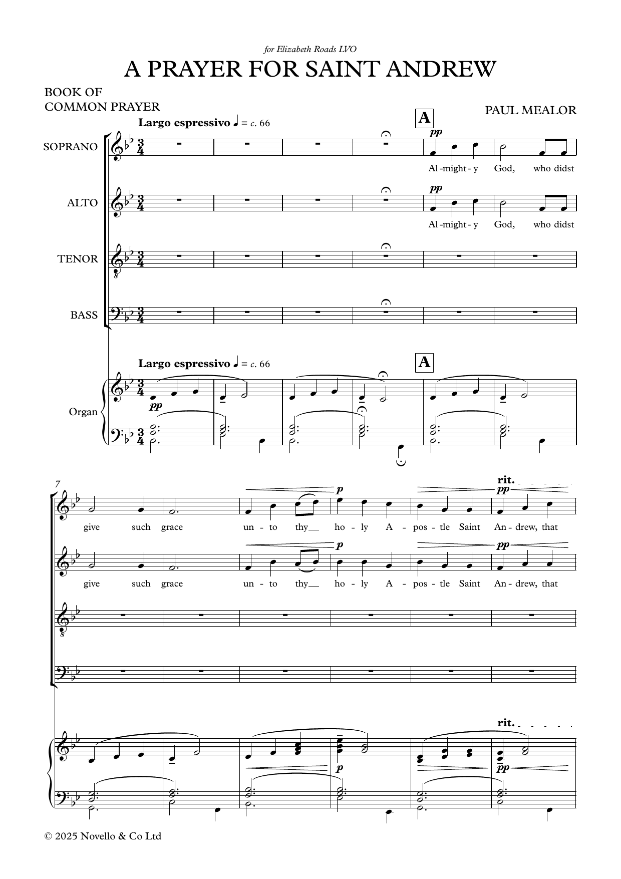 A Prayer For Saint Andrew – Paul Mealor – Notenvorschau