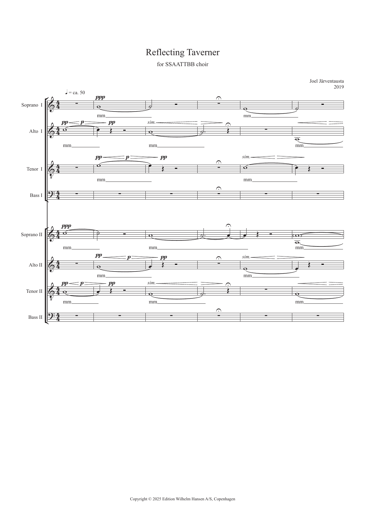 Reflecting Taverner for SSAATTBB Choir (2019) – Joel Järventausta – Notenvorschau