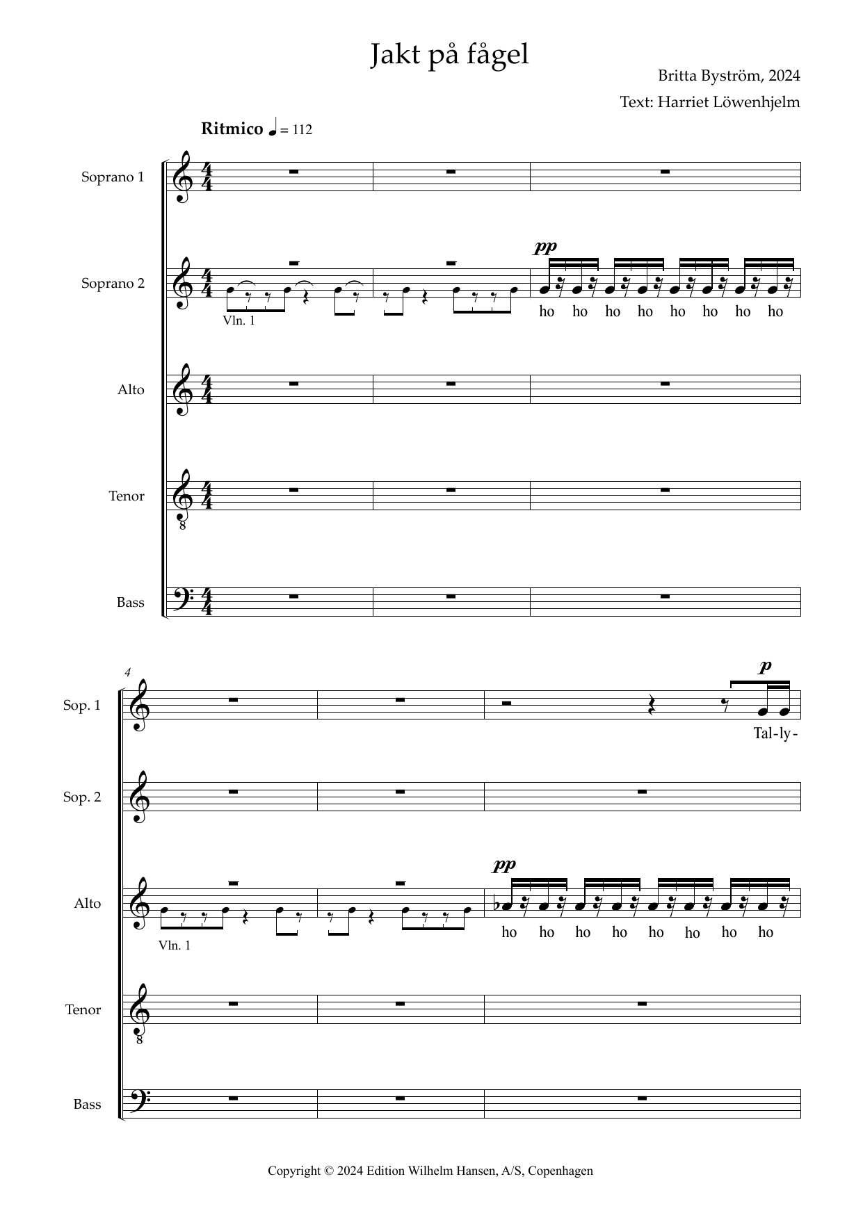 Jakt på fågel (Vocal Score) – Britta Byström – Notenvorschau