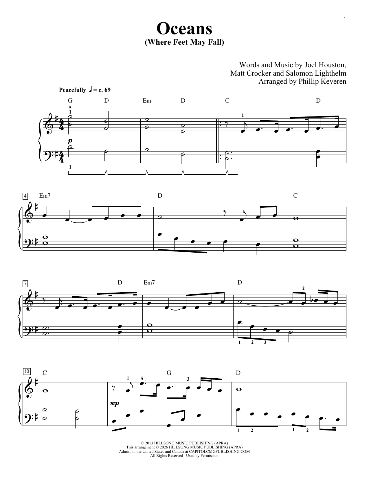 Oceans (Where Feet May Fail) (arr. Phillip Keveren): Educational Piano