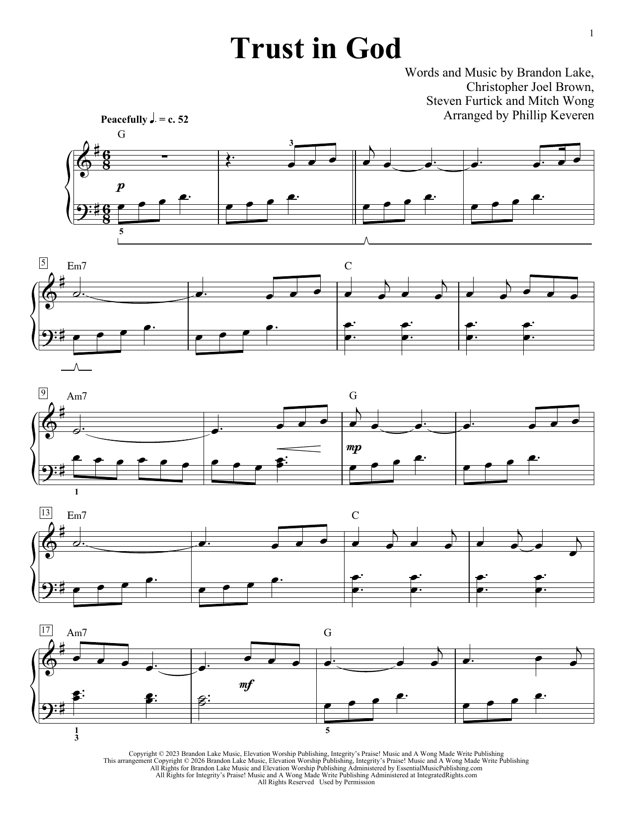 Trust In God (arr. Phillip Keveren): Educational Piano