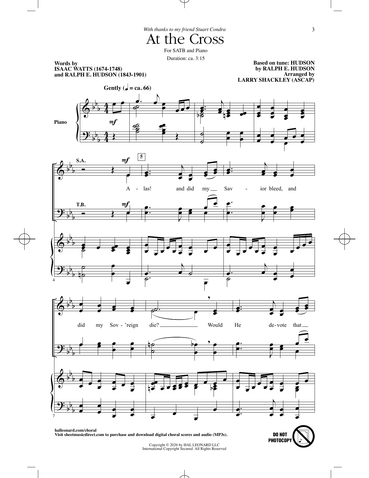 At The Cross (arr. Larry Shackley) – Isaac Watts, Ralph E. Hudson – Notenvorschau