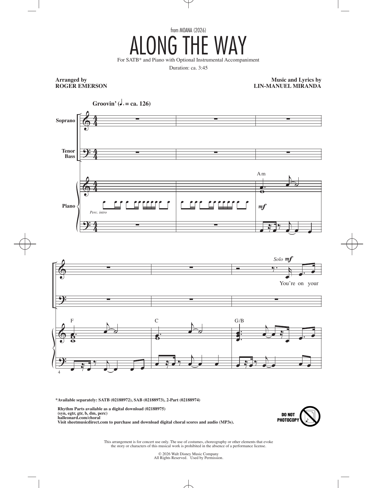 Along The Way (from Moana 2) (arr. Roger Emerson) – Lin-Manuel Miranda – Notenvorschau