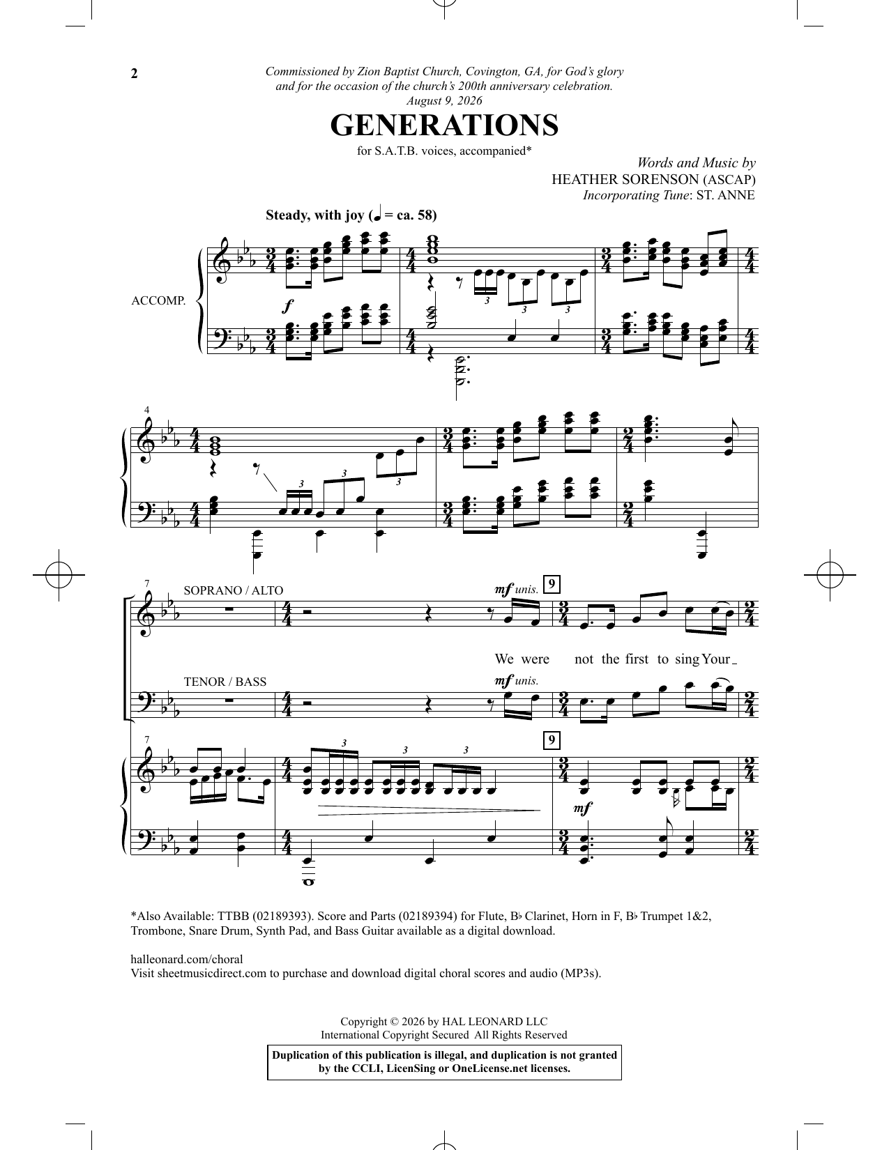 Generations: SATB Choral Octavo