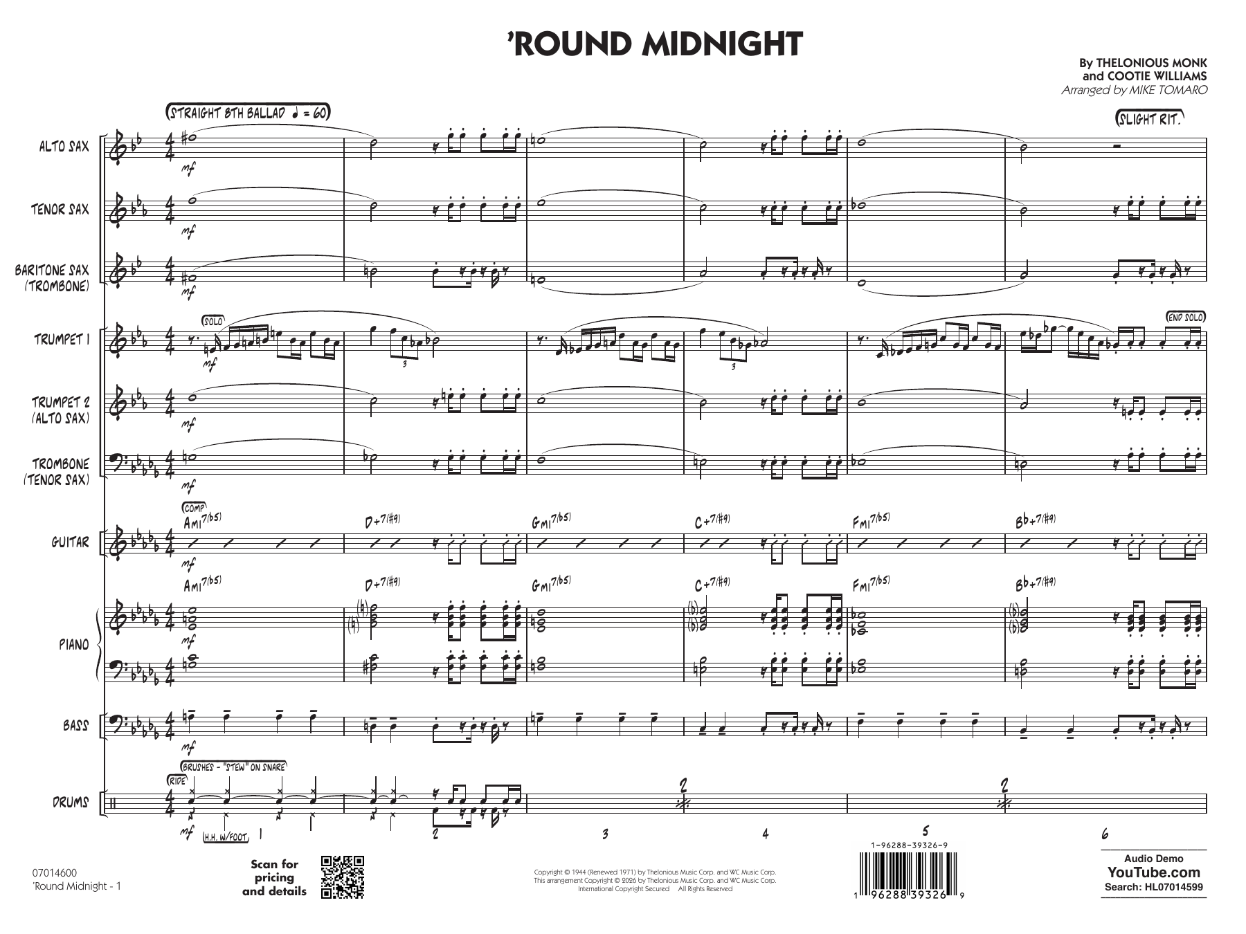 'Round Midnight (arr. Mike Tomaro) - Full Score