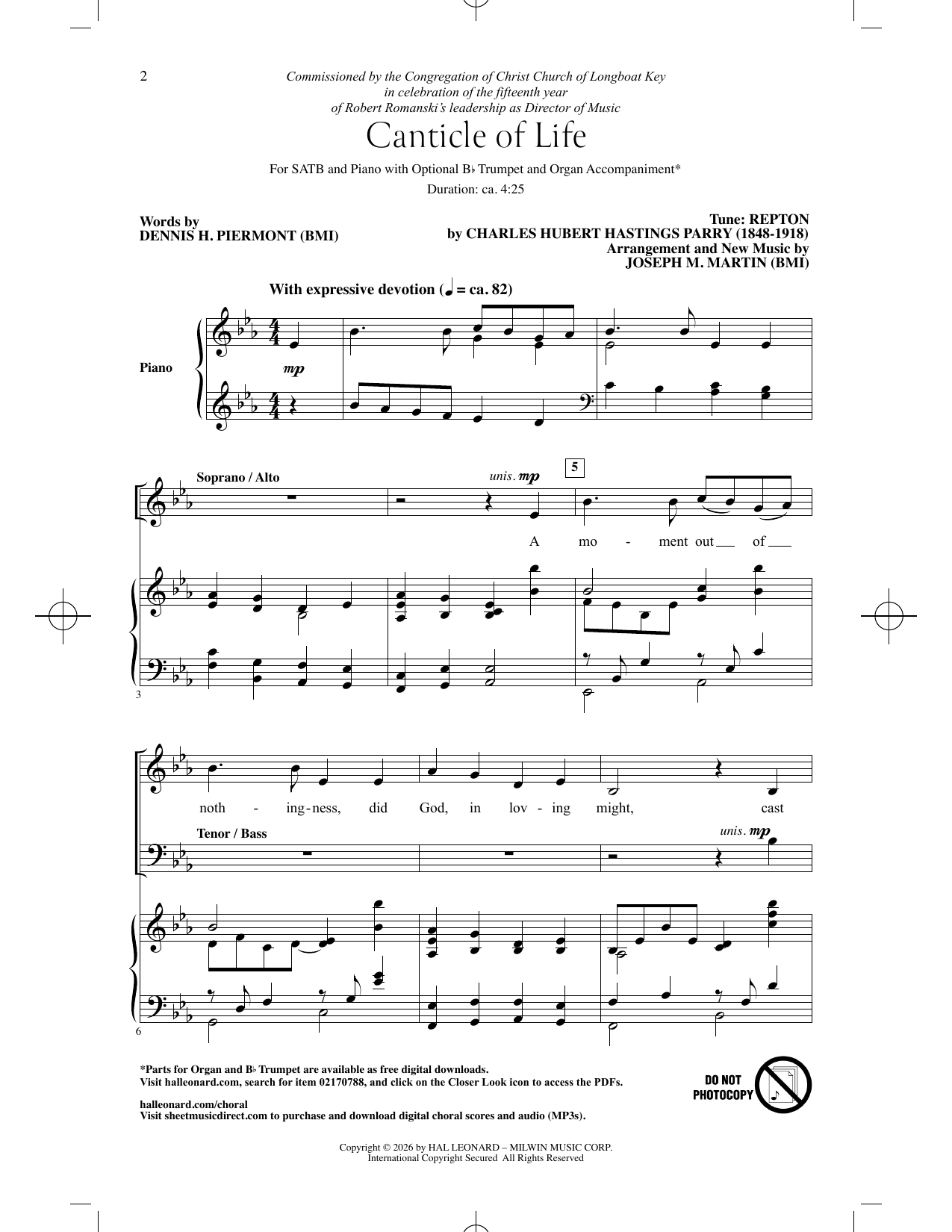 Canticle Of Life: SATB Choral Octavo