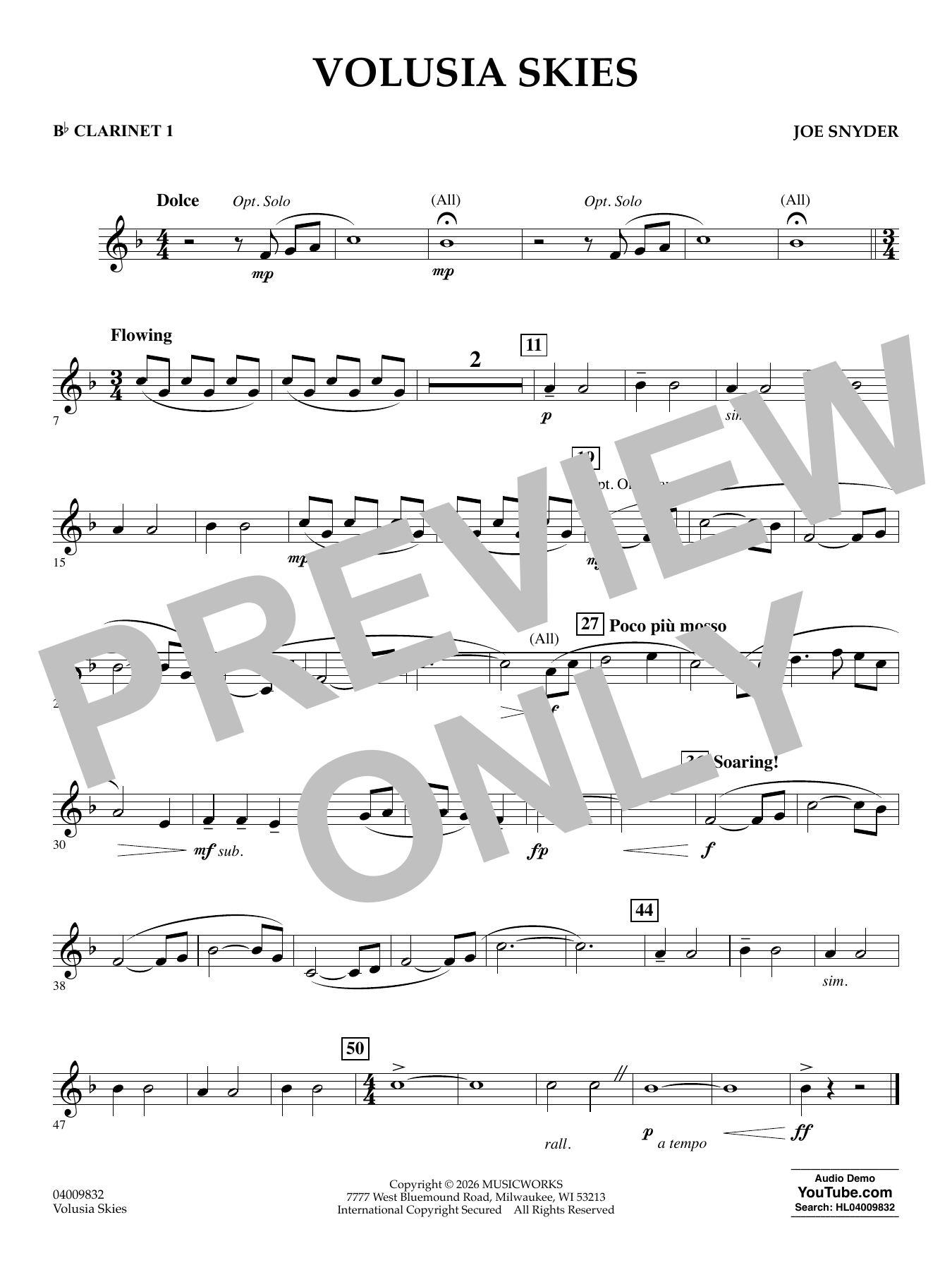 Volusia Skies - Bb Clarinet 1