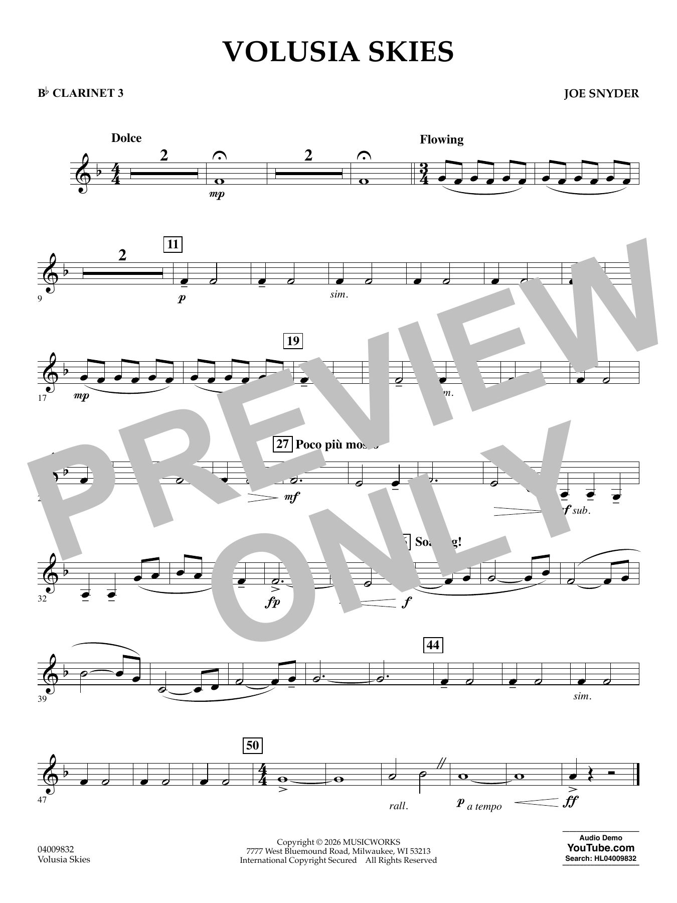 Volusia Skies - Bb Clarinet 3