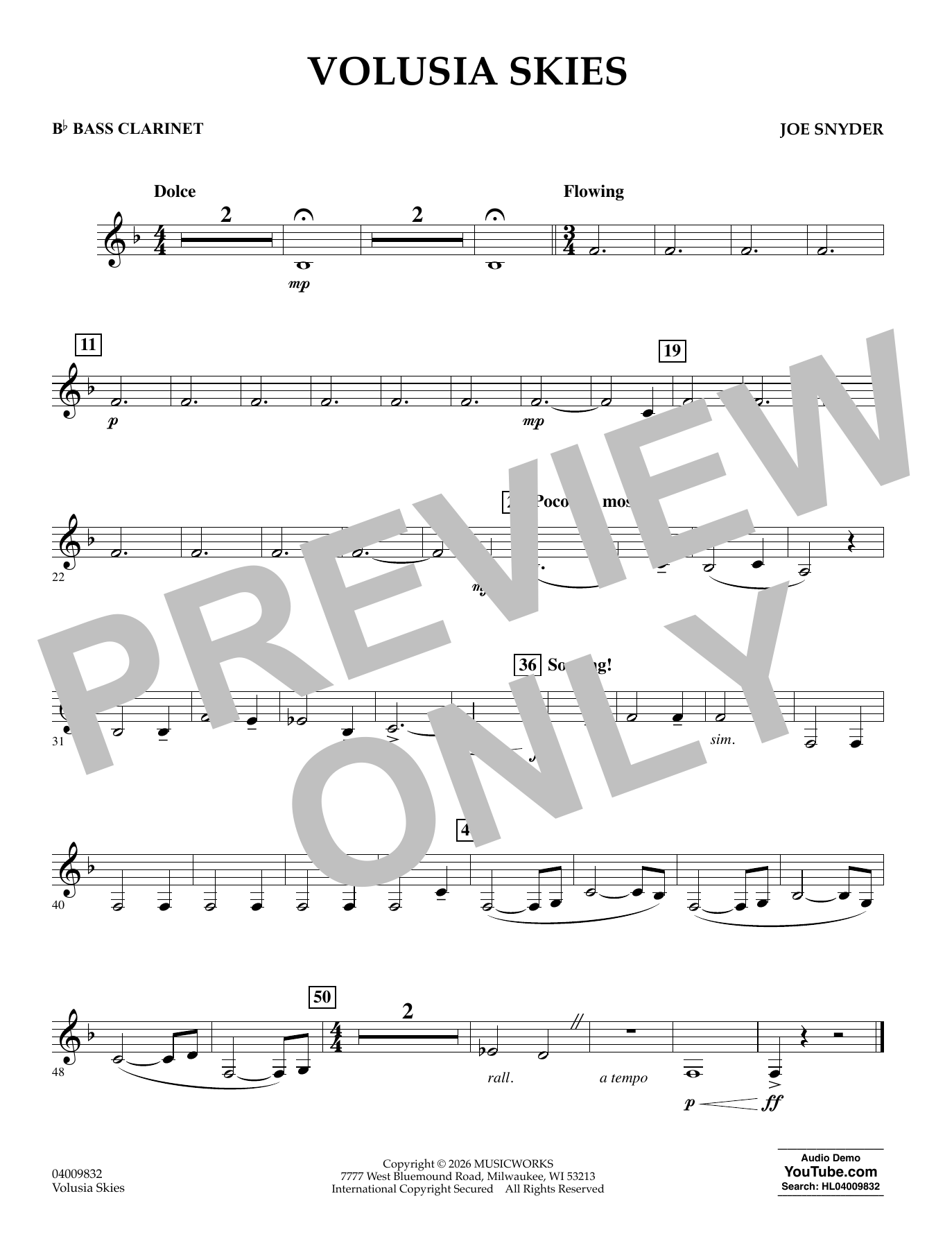 Volusia Skies - Bb Bass Clarinet