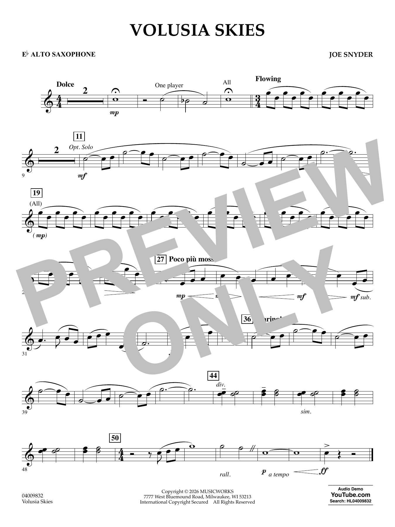 Volusia Skies - Eb Alto Saxophone
