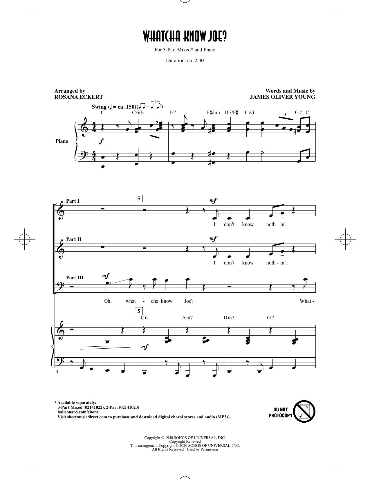 Whatcha Know Joe (arr. Rosana Eckert)