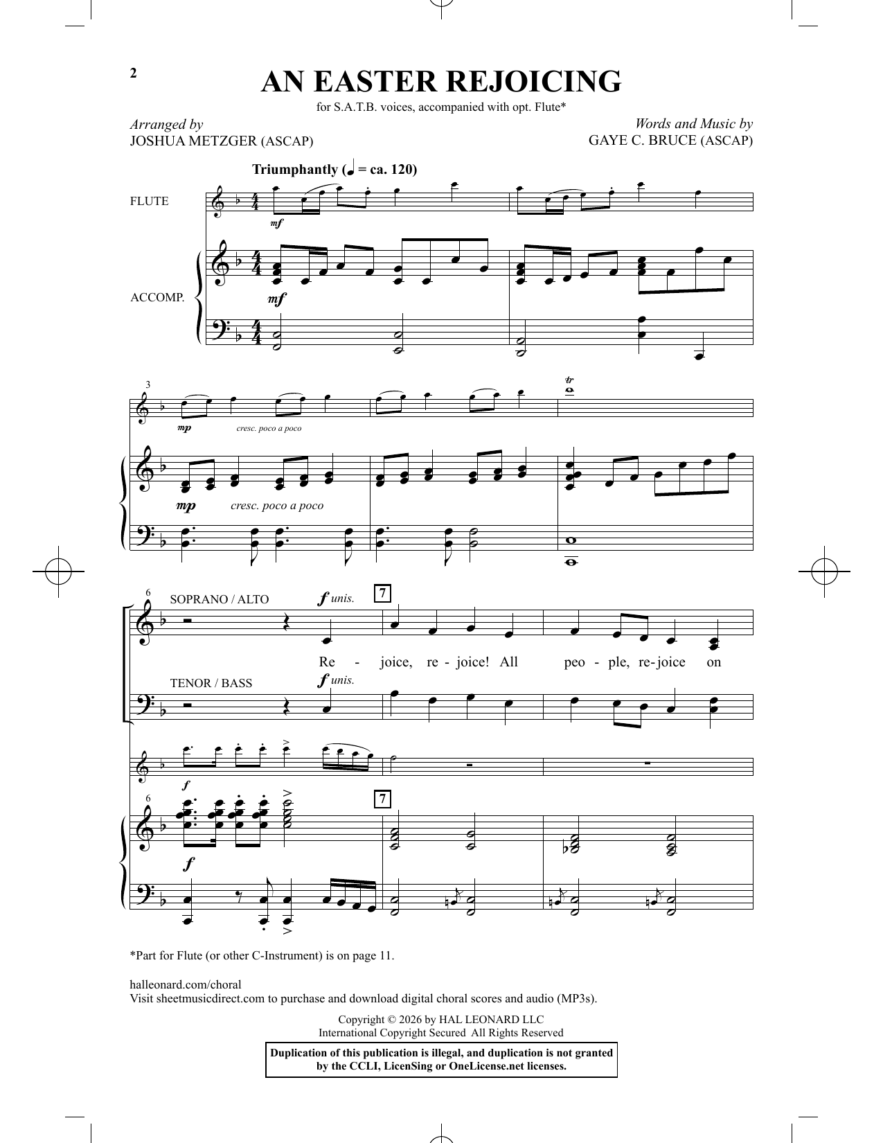 An Easter Rejoicing (arr. Joshua Metzger) – Gaye C. Bruce – Notenvorschau