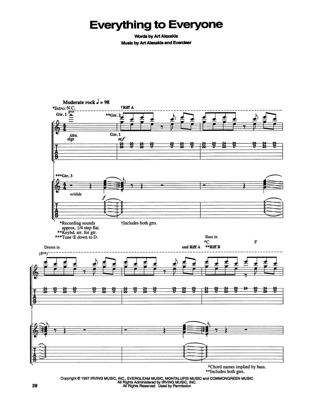 Everything To Everyone: Guitar Tab