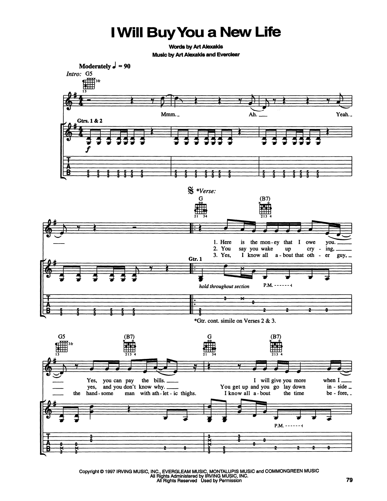 I Will Buy You A New Life: Guitar Tab